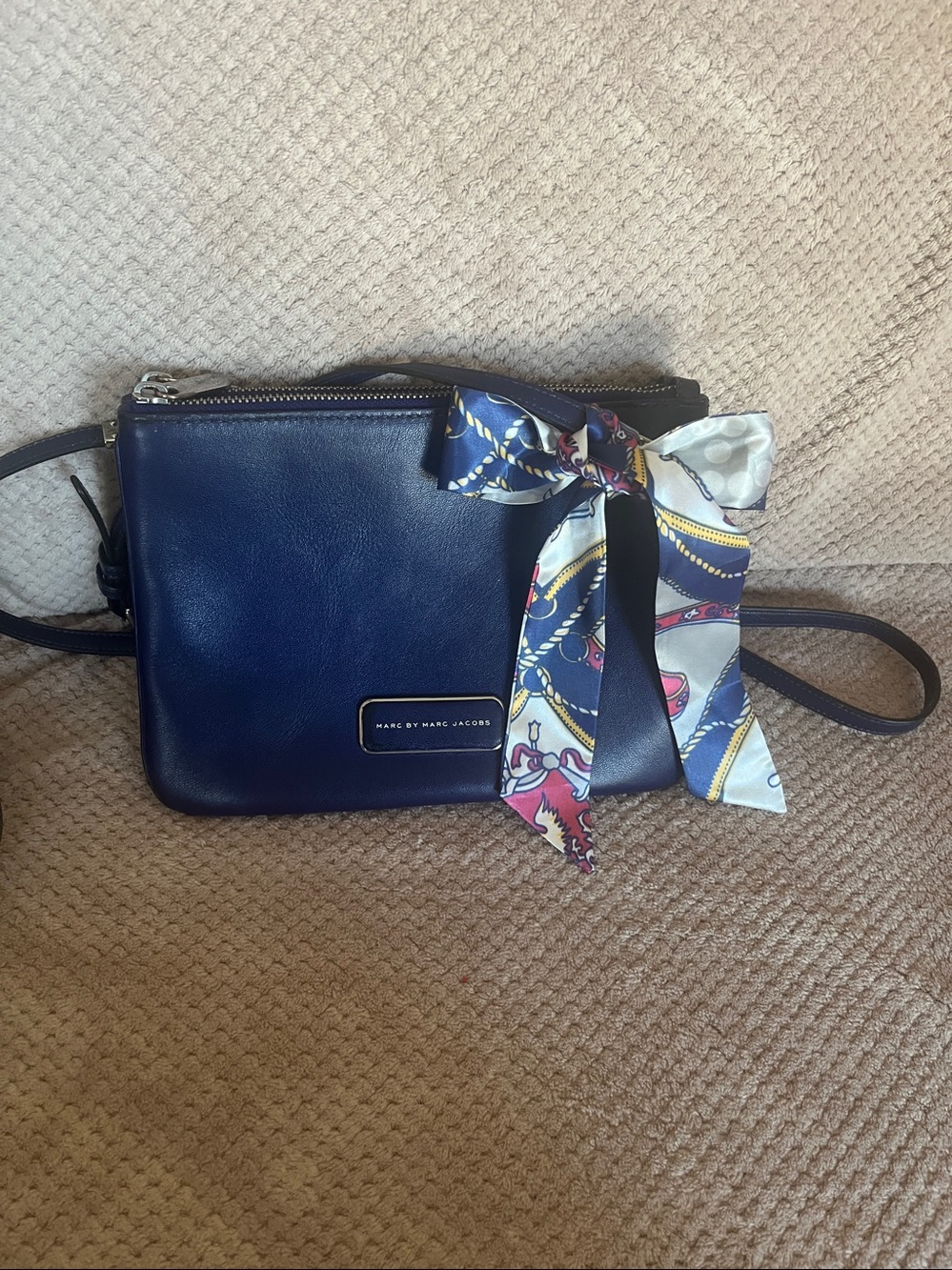 Marc by Marc Jacobs Navy Blue Double Zipper Handbag